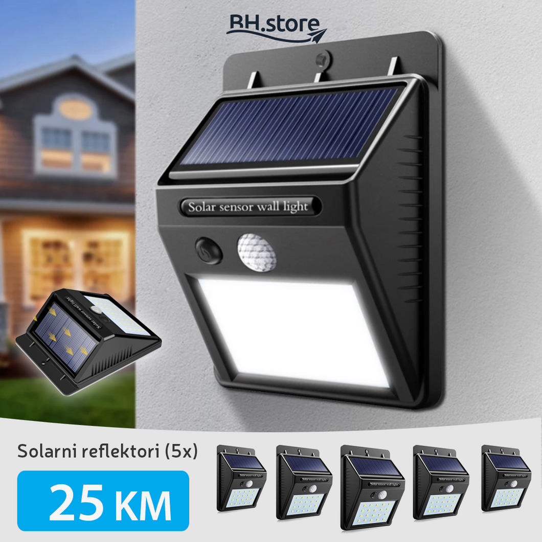 5 KOM LED SOLARNI REFLEKOTRI SA SENZOROM